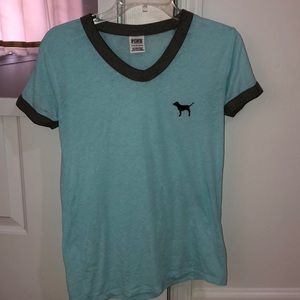VS PINK Blue V-Neck Tee- XS